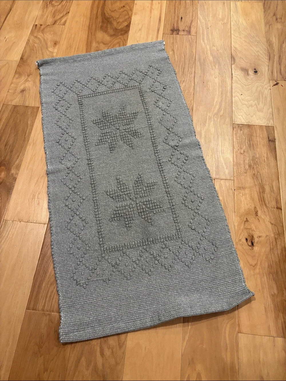 Portuguese Gray Textured Knit Runner with Star Motif